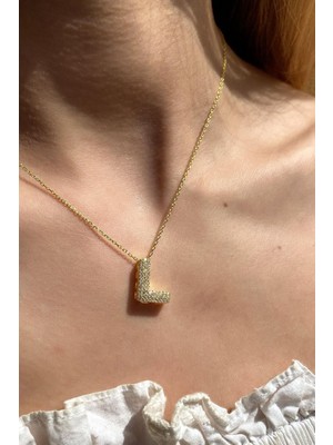Spossy Silver Jewelry L Harf Kolye