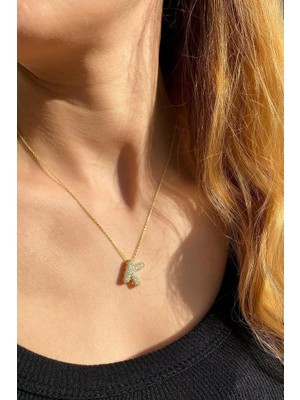 Spossy Silver Jewelry K Harf Kolye