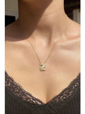Spossy Silver Jewelry Baget Taşlı Z Harfi Kolye