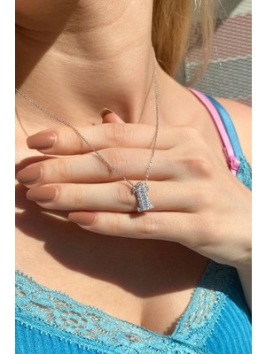 Spossy Silver Jewelry Baget Taşlı I Harfi Kolye