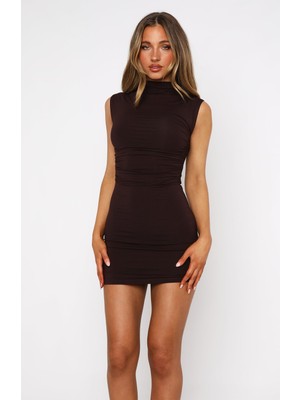 Les Séduisantes C.A. Dalgıç Kumaş Dik Yaka Kısa Elbise