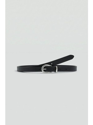 Antioch Siyah Suni Deri Ince Kadın Kemer