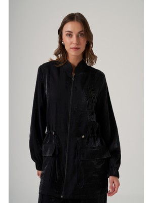 Nuss Taş Işleme Cep Detaylı Pantolonlu Takım 1032 Siyah