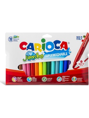 Carioca Kalın Keçeli Boya Kalemi Yıkanabilir 18'li Renkli Jumbo Kalem Seti Çocuklar İçin