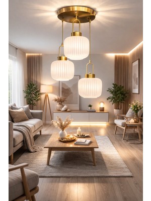 Minimal Intense Exclusive Trio Ice White Plafonyer Cam Avize