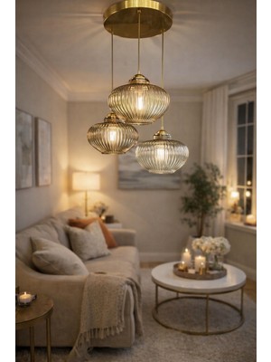 Minimal Ellipse Trio Transparent Black Plafonyer Cam Avize