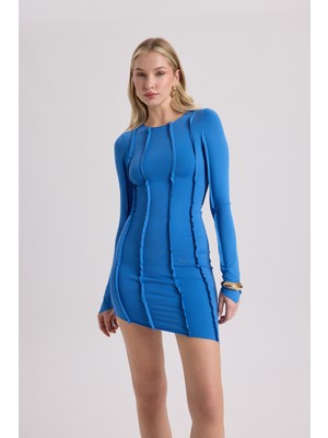 Mai Collection Lucy Çapraz Detay Mavi Mini Elbise