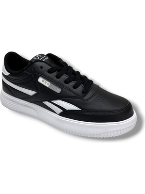 Best Of 2014-26 Cilt Deri Anatomik Bağcıklı Erkek Sneaker Siyah Beyaz