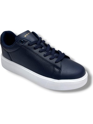 Best Of 2083-26 Baskı Deri Anatomik Erkek Sneaker Lacivert Beyaz