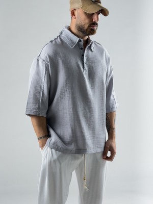 Cocopelli Müslin Kumaş Açık Gri Erkek T-Shirt