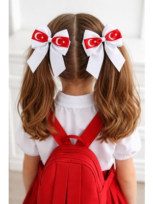 Laria 23 Nisan 29 Ekim  Türk Bayrak Baskılı 2'li Okul Saç Tokası