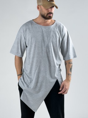 Cocopelli Asimetrik Gri Erkek T-Shirt COC2992