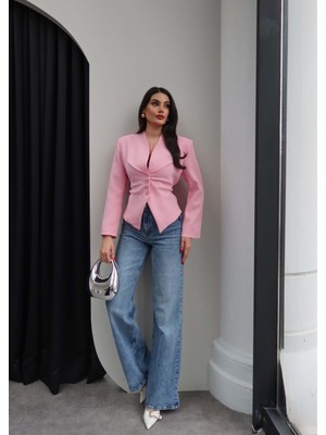 Esra Helvacı Bel Bağlama Detaylı Blazer Ceket