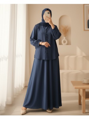 Modamorfo V Yaka Düğmeli Arkası Uzun Gömlek -Laci