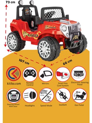 Pilsan Ranger 12V Akülü Araba Uzaktan Kumandalı – Çocuk Jeep, Tek Kişilik Akülü Araç