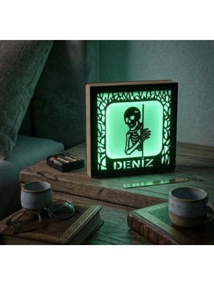 Canlı Anılar Kişiye Özel Iskelet Tasarımlı Işıklı Gece Lambası – Dekoratif Aydınlatma Yeşıl