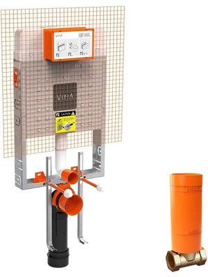 Vitra V-Fix Gömme Rezervuar Seti 8 cm + Round Kumanda Paneli Stop Valf Dahil (Tam Set) 800-2030 + 800-2031