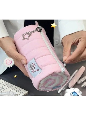 Seyuse Fufu Narutomaki Y2K Rulo Pembe Kalemlik Pembe Kırtasiye Makyaj Düzenleyici Çanta Kalem Kutusu