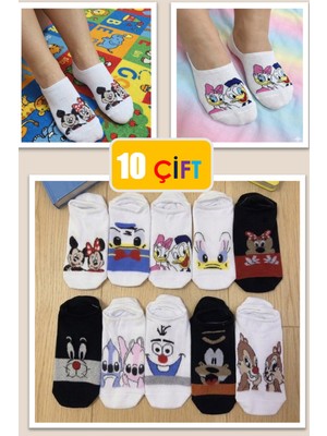 Yasyas 10 Çift Eğlenceli Sevimli Karakterler Kadın Çorap Seti (Extra Soft)