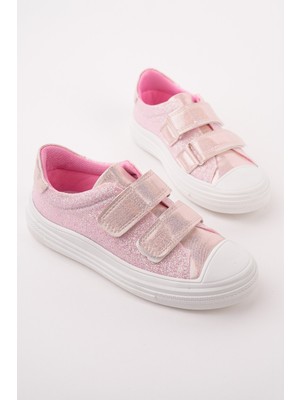 Muggo Oriella Kız Çocuk Cırt Cırtlı Simli Günlük Sneaker Spor Ayakkabı