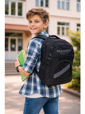 Bag Trend BT Unisex Çok Bölmeli Sırt Çantası 4 Gözlü Içi Astarlı Okul Spor Günlük Kullanım – File Yan