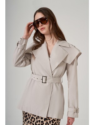 Nuss Kuşak Detaylı Kap Ceket 6042 Taş