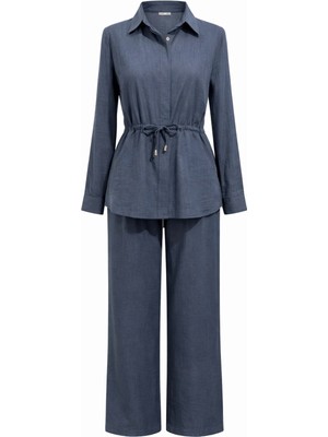 Mixray 4845 Kadın Beli Bağcıklı Salaş Takım Lacivert