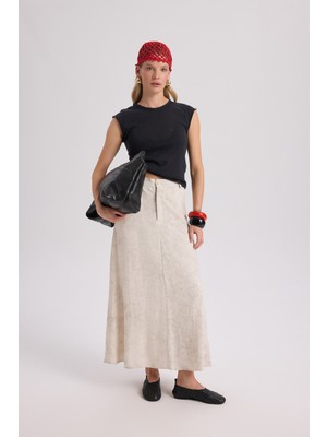 Mai Garias Cepli Uzun Batik Desenli Bej Etek