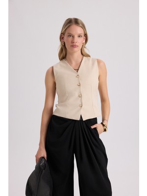 Mai Rianto Açık Bej Kısa Yelek