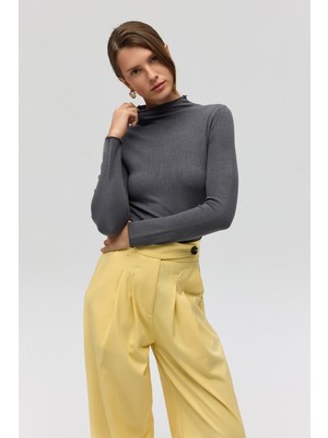 MAI STUDIOS CO. Serina Balıkçı Yaka Antrasit İnce Triko