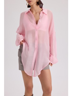 Mai Lyra Oversize Pembe Gömlek