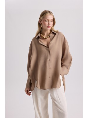 Mai Zaria Açık Vizon Oversize Gömlek