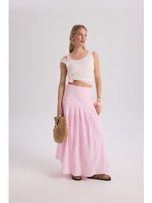 Mai Sera Pile Detay Pembe Uzun Etek