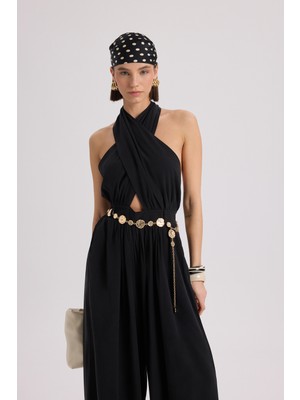 Mai Lios Pencere Detay Siyah Uzun Tulum