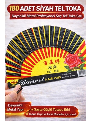 Sylar 180 Adet Siyah Tel Toka Saç Tokası – Dayanıklı Metal Profesyonel Saç Teli Toka Seti
