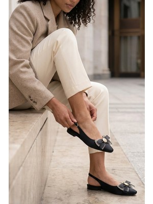 Stilbagshoes Elba Ithal Tül Fiyonk Toka Detaylı Kadın Günlük Ayakkabı Siyah