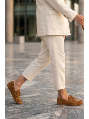 Stilbagshoes Jami Trok Detyalı Hakiki Deri Kadın Babet Taba