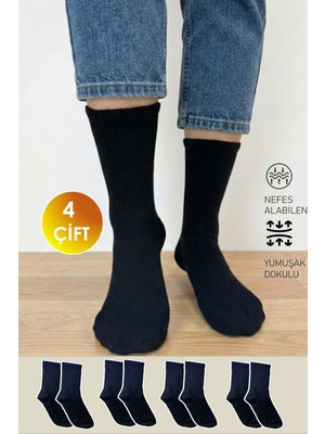 Yasyas 4 Çift Pamuklu Fitilli Çizgili Spor Tenis Kolej Çorap