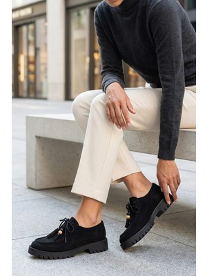 Stilbagshoes Pasty Ithal Bağcık Boncuk Detaylı Detaylı Kadın Günlük Ayakkabı Siyah