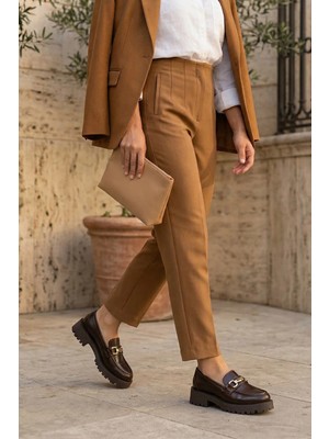 Stilbagshoes Adriana Toka Detaylı Leofer Kadın Ayakkabı Kahve