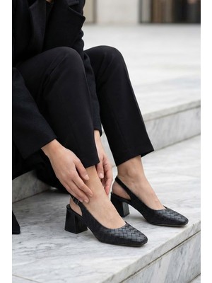 Stilbagshoes Dante Hasır Detaylı Topuklu Kadın Günlük Ayakkabı Siyah