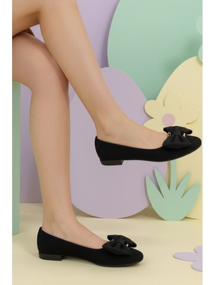 Stilbagshoes Francis Saten Fiyonk Toka Detaylı Kadın Babet Siyah