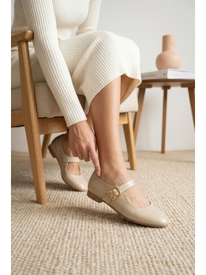 Vojo Clara Toka Detaylı Tek Bant Kadın Babet Ayakkabı