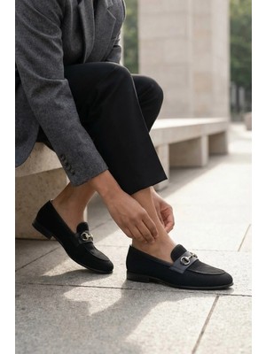 Stilbagshoes Maria Triko Toka Detaylı Kadın Ayakkabı Siyah