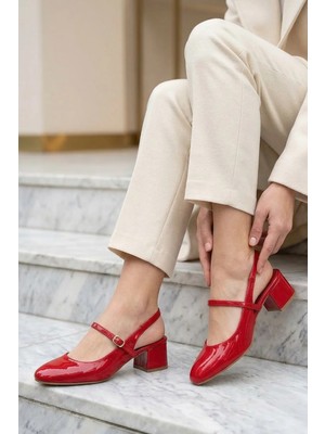 Stilbagshoes Angelia Bilekten Bağlamalı Yuvarlak Burun Kadın Günlük Ayakkabı Kırmızı