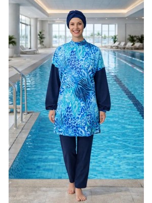 Adasea Işıltılı Taş Detaylı Hızlı Kuruyan Sporcu Likra Kumaş Şık Kadın Tesettür Mayo 61201