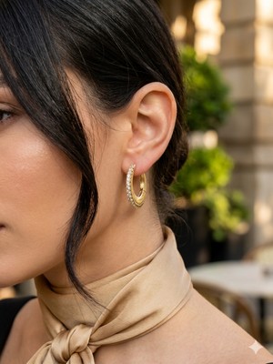 Museum Of You Kadın 14K Altın Kaplama Renk Zirkon Taşlı Kalın Halka Küpe - Xuping - Kararmaz