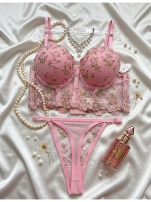 Arona Pembe Cıceklı Destekli Bralet