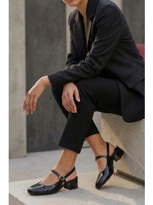 Stilbagshoes Angelia Bilekten Bağlamalı Yuvarlak Burun Kadın Günlük Ayakkabı Siyah