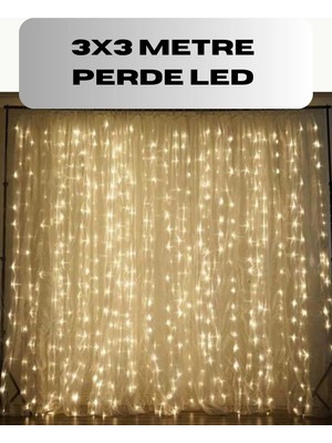 3x3 Perde LED Işık Şelale Model Özel Gün Dekoratif Aydınlatma Nemere